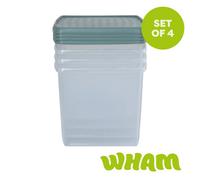 Wham Clip 37L Clear Green Milieu and Stone Square Storage Box with Lid 4 Pack
