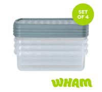 Wham 4x 8.01 8.5L Rectangular Clip Box & Lid Clear/Green Milieu/Stone, none