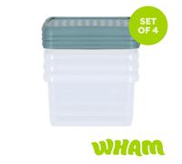 Wham 4x 9.01 9L Square Clip Box & Lid Clear/Green Milieu/Stone, none