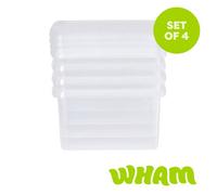 Wham 4x 9.01 9L Square Clip Box & Lid Clear/Clear/Clear, none