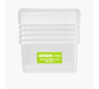 Wham Clip 5 x 14L Rectangular Stackable Plastic Storage Boxes with Lids | Ideal for Home, Office, Toys & More | Storage Containers with Clip Locks | Made in UK - Clear/Clear