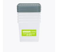 Wham Clip 5 x 14L Square Stackable Plastic Storage Boxes with Lids | Ideal for Home, Office, Toys & More | Storage Containers with Clip Locks | Made in UK - Clear/Green Milieu