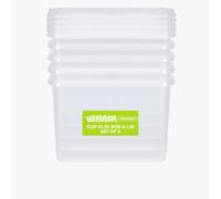 Wham Clip 5 x 21.5L Rectangular Stackable Plastic Storage Boxes with Lids | Ideal for Home, Office, Toys & More | Storage Containers with Clip Locks | Made in UK - Clear/Clear