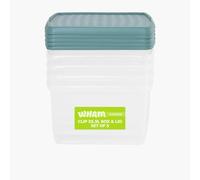 Wham Clip 5 x 25.5L Square Stackable Plastic Storage Boxes with Lids | Ideal for Home, Office, Toys & More | Storage Containers with Clip Locks | Made in UK - Clear/Green Milieu