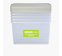 Wham Clip 5 x 62L Rectangular Stackable Plastic Storage Boxes with Lids | Ideal for Home, Office, Toys & More | Storage Containers with Clip Locks | Made in UK - Clear/Stone