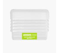 Wham Clip 5 x 7L Rectangular Stackable Plastic Storage Boxes with Lids | Ideal for Home, Office, Toys & More | Storage Containers with Clip Locks | Made in UK - Clear/Clear