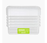 Wham Clip 5 x 8.5L Rectangular Stackable Plastic Storage Boxes with Lids | Ideal for Home, Office, Toys & More | Storage Containers with Clip Locks | Made in UK - Clear/Clear