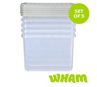 Wham Clip 8.02 21.5L Rectangular Box & Lid Clear/Stone/Slate Gray, Cream