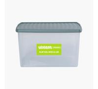 Wham Clip 62L Rectangular Stackable Plastic Storage Box with Lid | Ideal for Home, Office, Toys & More | Storage Container with Clip Lock | Made in UK - Clear/Green Milieu