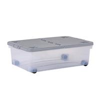 Wham Cool Grey Plastic Storage Box U/Bed 32 Liter with Wheels
