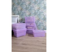 Wham Crystal 10 x 45L Stackable Plastic Storage Boxes with Lids Tint Lavender Wham Lavender One Size