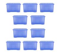 Wham Crystal 10 x 60L Stackable Plastic Storage Boxes with Lids in Blue Wham Blue