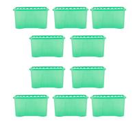 Wham Crystal 10 X 60L Stackable Plastic Storage Boxes With Lids - Ideal For Home, Office, Toys & More, Large Boxes - Green