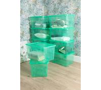 Wham Crystal 10 x 60L Stackable Plastic Storage Boxes with Lids in Green Wham Green