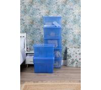 Wham Crystal 10 x 60L Stackable Plastic Storage Boxes with Lids Tint Lavender Wham Blue One Size