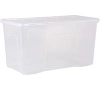 Wham Crystal 110L Plastic Storage Boxes with Lids. Clear, Extra Large Storage Container for Home and Office Strong Box 79.5 x 39.5 x 42 cm (Pack of 5)