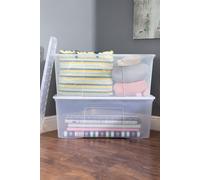 Wham Crystal 2 x 133L Stackable Plastic Storage Boxes with Lids Clear Wham Clear