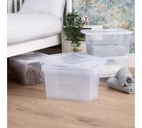 Wham Crystal 28L Storage Boxes with Lids Pack of 5 | Clear Stackable Plastic Storage Containers | Medium Snap Lock Storage Boxes for Home, Office, Garage & Loft | Made in UK