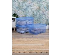 Wham Crystal 3 x 45L Stackable Plastic Storage Boxes with Lids Tint Blue Wham Blue