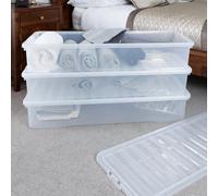 Wham Crystal 3 x 55L Stackable Plastic Storage Boxes with Lids Clear Wham Clear