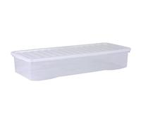Wham Crystal 3 x 55L Stackable Plastic Storage Boxes with Lids | Ideal for Home, Office, Toys & More | Large Boxes | Made in UK - Clear