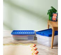 Wham Crystal 32L Box & Stronger Lid Pk4 Clear/blue