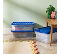 Wham Crystal 32L Box & Stronger Lid Pk5 Clear/blue