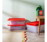 Wham Crystal 32L Box & Stronger Lid Pk5 Clear/red