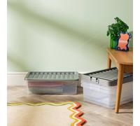 Wham Crystal 32L Clear Box & Stronger Lid PK4 in Silver Wham Silver