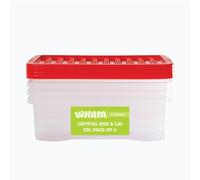 Wham Crystal 32L Box & Stronger Lid Pk5 Clear/blue