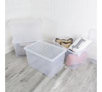 Wham Crystal 4 X 102L Stackable Plastic Storage Boxes With Lids Clear