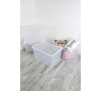 Wham Crystal 4 x 102L Stackable Plastic Storage Boxes with Lids Clear Wham Clear