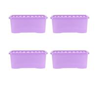 Wham Crystal 4 x 45L Stackable Plastic Storage Boxes with Lids | Ideal for Home, Office, Toys & More | Large Boxes | Made in UK - Sparkle Lavender