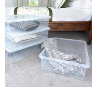 Wham Crystal 4 X 46L Stackable Plastic Storage Boxes With Lids Clear