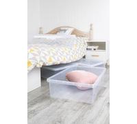 Wham Crystal 4 x 46L Stackable Plastic Storage Boxes with Lids Clear Wham Clear