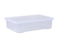Wham Crystal 4 x 46L Stackable Plastic Storage Boxes with Lids | Ideal for Home, Office, Toys & More | Large Boxes | Made in UK - Clear