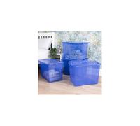 Wham Crystal 4 x 80L Stackable Plastic Storage Boxes with Lids | Ideal for Home, Office, Toys & More | Large Boxes | Made in UK - Spectrum Blue