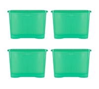 Wham Crystal 4 x 80L Stackable Plastic Storage Boxes with Lids | Ideal for Home, Office, Toys & More | Large Boxes | Made in UK - Leprechaun Green