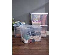 Wham Crystal 4 x 80L Stackable Plastic Storage Boxes with Lids in Clear Wham Clear