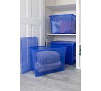 Wham Crystal 4 x 80L Stackable Plastic Storage Boxes with Lids Tint Spectrum Blue Wham Blue One Size
