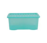 Wham Crystal 45 Liter Storage, Heavy Duty Plastic Storage Box With Lids Home Office Stackable Nestable, Large Storage Boxes With Lids 60 x 40 x 25 cm - Tint Spearmint
