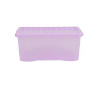 Wham Crystal 45 Liter Storage, Heavy Duty Plastic Storage Box With Lids Home Office Stackable Nestable, Large Storage Boxes With Lids 60 x 40 x 25 cm - Tint Lilac