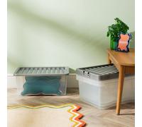 Wham Crystal 45L Box & Stronger Lid Pk4 Clear/silver