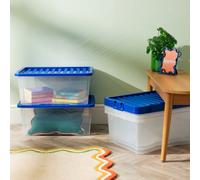 Wham Crystal 45L Box & Stronger Lid Pk5 Clear/blue