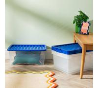 Wham Crystal 45L Box & Stronger Lid Pk4 Clear/blue