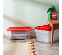 Wham Crystal 45L Box & Stronger Lid Pk4 Clear/red