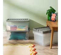 Wham Crystal 45L Box & Stronger Lid Pk5 Clear/silver