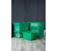 Wham Crystal 5 Piece Multisize Stackable Plastic Storage Organiser Box & Lid in Green Wham Green