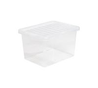 Wham Crystal 5 X 25L Stackable Plastic Storage Boxes With Lids Clear