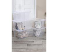 Wham Crystal 5 x 28L Stackable Plastic Storage Boxes with Lids Tint Leprechaun Green in Clear Wham Clear